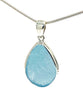Lightly Textured Aqua Sea Glass Pendant on Silver Chain