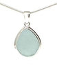 Soft Aqua Sea Glass Pendant with Heavy Rim on Silver Chain