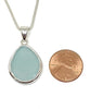 Soft Aqua Sea Glass Pendant with Heavy Rim on Silver Chain