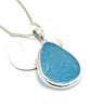 Textured Bright Aqua Sea Glass Pendant on Silver Chain