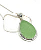 Soft Green Sea Glass Pendant with Heavy Rim on Silver Chain