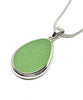 Soft Green Sea Glass Pendant with Heavy Rim on Silver Chain