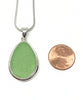 Soft Green Sea Glass Pendant with Heavy Rim on Silver Chain