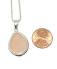 Pink Sea Glass Pendant with Heavy Rim on Silver Chain