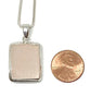 Rectangle Shaped Pink Sea Glass Pendant with Heavy Rim on Silver Chain