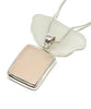 Rectangle Shaped Pink Sea Glass Pendant with Heavy Rim on Silver Chain