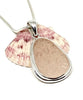 Flower Textured Pink Sea Glass Pendant with Heavy Rim on Silver Chain