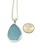 Textured Aqua Sea Glass Pendant on Silver Chain