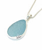 Textured Aqua Sea Glass Pendant on Silver Chain