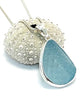 Textured Aqua Sea Glass Pendant on Silver Chain