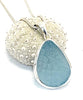Textured Aqua Sea Glass Pendant on Silver Chain