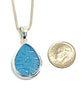 Textured Bright Aqua Sea Glass Pendant on Silver Chain