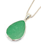 Textured Green Sea Glass Pendant on Silver Chain