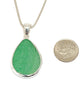 Textured Green Sea Glass Pendant on Silver Chain
