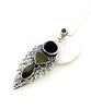 Antique Sterling Lace Wing with Olive Sea Glass and Geode Pendant on Sterling Chain