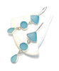 Shades of Bright Aqua Multi Shape Sea Glass Triple Drop Earrings