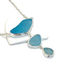 Shades of Aqua Sea Glass Triple Drop Necklace