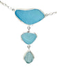 Shades of Aqua Sea Glass Triple Drop Necklace