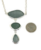 Shades of Grey Sea Glass Triple Drop Necklace