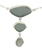 Shades of Grey Sea Glass Triple Drop Necklace