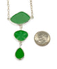 Textured Green Sea Glass Triple Drop Necklace