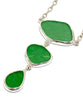 Textured Green Sea Glass Triple Drop Necklace