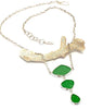 Textured Green Sea Glass Triple Drop Necklace