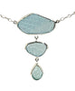 Shades of Textured Sky Blue Sea Glass Triple Drop Necklace