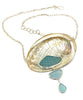 Shades of Textured Sky Blue Sea Glass Triple Drop Necklace