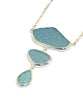 Shades of Textured Sky Blue Sea Glass Triple Drop Necklace