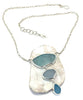 Shades of Textured Aqua Sea Glass Triple Drop Necklace