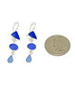 Shades of Blue Multi Shape Sea Glass Triple Drop Earrings