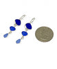 Shades of Blue Natural Shape Sea Glass Triple Drop Earrings