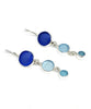 Cobalt, Soft Aqua & Turquoise Sea Glass Triple Drop Earrings