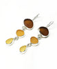 Brown, Amber & Yellow Sea Glass Triple Drop Earrings