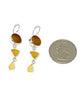 Brown & Amber Multi Shape Sea Glass Triple Drop Earrings