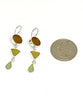 Brown, Yellow & Soft Green Multi Shape Sea Glass Triple Drop Earrings