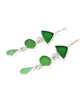 Shades of Green Sea Glass Triple Drop Earrings