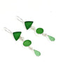 Shades of Green Sea Glass Triple Drop Earrings
