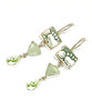 Green & White Flower Vintage Pottery Pieces with Soft Aqua Sea Glass Triple Drop Earrings