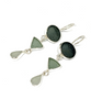 Shades of Gray Multi Shape Sea Glass Triple Drop Earrings
