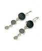 Shades of Gray Round Sea Glass Triple Drop Earrings