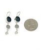 Shades of Gray Round Sea Glass Triple Drop Earrings
