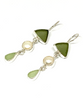 Olive, Pearl and Soft Green Sea Glass Triple Drop Earrings