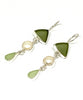 Olive, Pearl and Soft Green Sea Glass Triple Drop Earrings