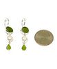 Olive & Lime Green Sea Glass with Pearl Triple Drop Earrings