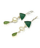 Dark Turquoise & Sage Green Sea Glass with Pearl Triple Drop Earrings