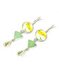 Yellow & Green Flower Vintage Pottery Pieces with Mint Sea Glass Triple Drop Earrings