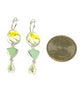 Yellow & Green Flower Vintage Pottery Pieces with Mint Sea Glass Triple Drop Earrings