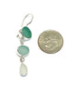 Shades of Aqua and Clear Natural Shape Sea Glass Triple Drop Earrings